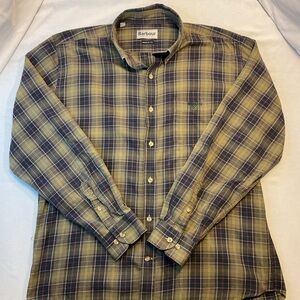 Barbour Men's Regular Fit Olive/Tan/Green/Navy Long Sleeve Button-Up, Size XL